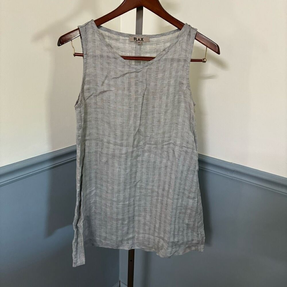 Flax 100% Linen Tunic Lenght Sleeveless Tank Top Size P